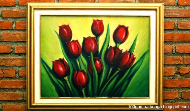 Gambar Lukisan  Pemandangan Bunga  Tulip  di Belanda Gambar 